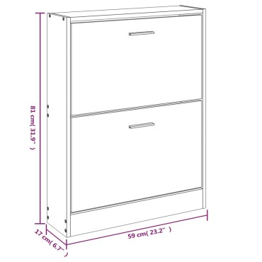 vidaXL Παπουτσοθήκη Καφέ Δρυς 59x17x81cm από Επεξεργασμένο Ξύλο