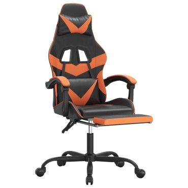 vidaXL Καρέκλα Gaming Περιστρ.Υποπόδιο Μαύρο&Πορτοκαλί Συνθετικό Δέρμα 57,5x59,5x(121-131)cm 1 τεμ.