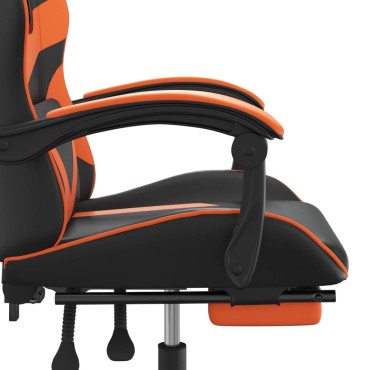 vidaXL Καρέκλα Gaming Περιστρ.Υποπόδιο Μαύρο&Πορτοκαλί Συνθετικό Δέρμα 57,5x59,5x(121-131)cm 1 τεμ.
