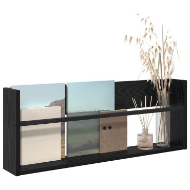 vidaXL Ράφι Περιοδικών Μαύρη Οξυά 80x12x30cm Επεξεργασμένο Ξύλο 1 τεμ.
