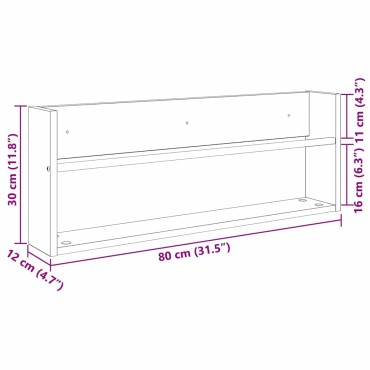 vidaXL Ράφι Περιοδικών Δρύς Sonoma 80x12x30cm Επεξεργασμένο Ξύλο 1 τεμ.