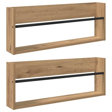 vidaXL Ράφι Περιοδικών με ράφι 2 τεμ. Artisan Oak 80x12x30 εκ