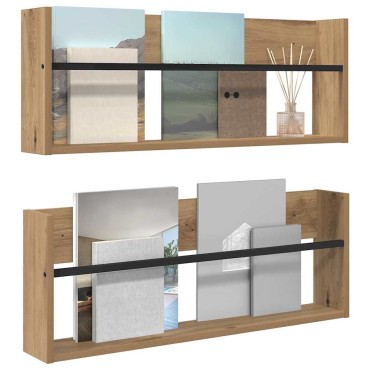 vidaXL Ράφι Περιοδικών με ράφι 2 τεμ. Artisan Oak 80x12x30 εκ