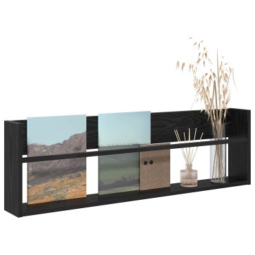 vidaXL Ράφι Περιοδικών Μαύρη Οξυά 100x12x30cm Επεξεργασμένο Ξύλο 1 τεμ.