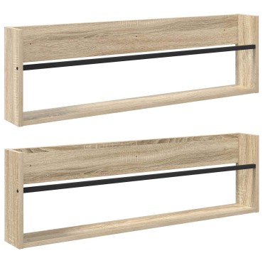 vidaXL Ράφι Περιοδικών με ράφι 2 τεμ. Δρύς Sonoma 100x12x30 εκ