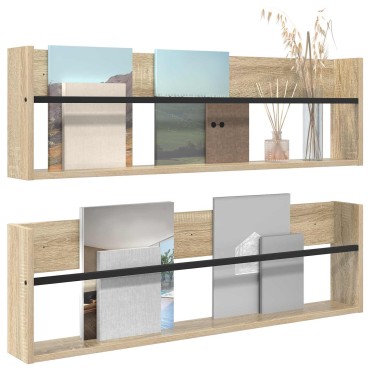 vidaXL Ράφι Περιοδικών με ράφι 2 τεμ. Δρύς Sonoma 100x12x30 εκ