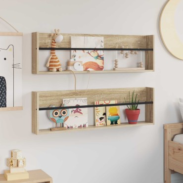 vidaXL Ράφι Περιοδικών με ράφι 2 τεμ. Δρύς Sonoma 100x12x30 εκ