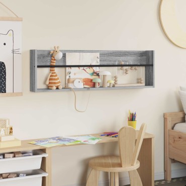 vidaXL Ράφι Περιοδικών με ράφι Γκρίζο Σονομα 100x12x30 εκ 1 τεμ.