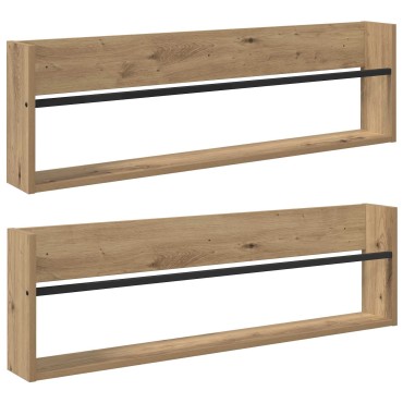 vidaXL Ράφι Περιοδικών με ράφι 2 τεμ. Artisan Oak 100x12x30 εκ