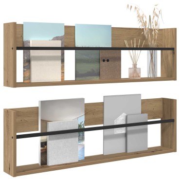 vidaXL Ράφι Περιοδικών με ράφι 2 τεμ. Artisan Oak 100x12x30 εκ