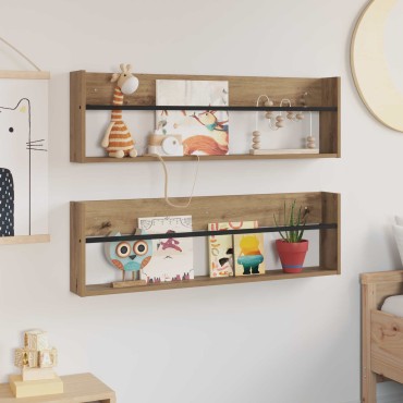 vidaXL Ράφι Περιοδικών με ράφι 2 τεμ. Artisan Oak 100x12x30 εκ