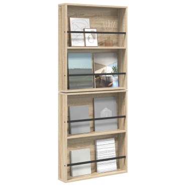 vidaXL Ράφι Περιοδικών με ράφι 2 τεμ. Δρύς Sonoma 60x12x70 εκ