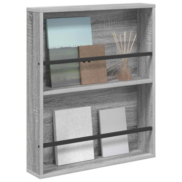 vidaXL Ράφι Περιοδικών Γκρι Sonoma 60x12x70cm Επεξεργασμένο Ξύλο 1 τεμ.