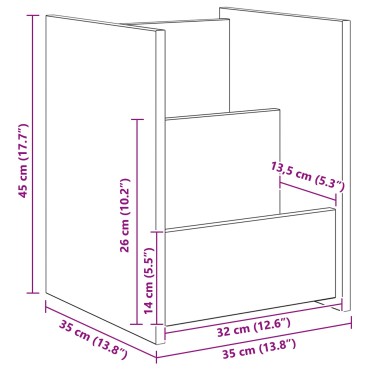 vidaXL Ράφι Περιοδικών Μαύρη Οξυά 35x35x45cm Επεξεργασμένο Ξύλο 1 τεμ.