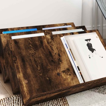 vidaXL Ράφι Περιοδικών με ράφι Καπνιστό Δρύς 65x53x28,5 εκ 1 τεμ.