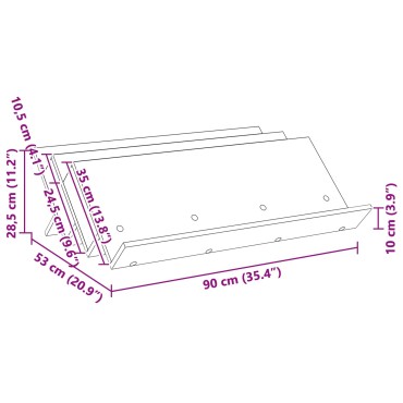 vidaXL Ράφι Περιοδικών Λευκό 90x53x28,5cm Επεξεργασμένο ξύλο 1 τεμ.