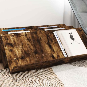 vidaXL Ράφι Περιοδικών με ράφι Καπνιστό Δρύς 90x53x28,5 εκ 1 τεμ.