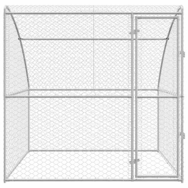 vidaXL Κλουβί Σκύλου με αποθήκευση Ασημί 2 x 2 x 2 m Ατσάλι