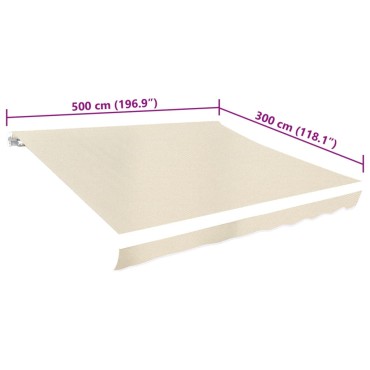 vidaXL Ανταλλακτικό Ύφασμα Τέντας Κρεμ 500x300 εκ. Πολυεστέρας