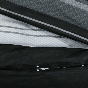 vidaXL Σετ Παπλωματοθήκης Μαύρο και Λευκό 240x220 εκ. Βαμβακερό