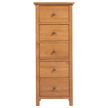 vidaXL Συρταριέρα Ψηλή 45x32x110cm από Μασίφ Ξύλο Δρυός 1 τεμ.
