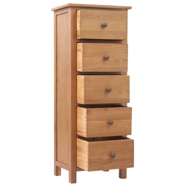 vidaXL Συρταριέρα Ψηλή 45x32x110cm από Μασίφ Ξύλο Δρυός 1 τεμ.