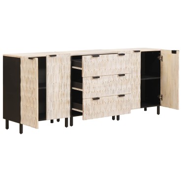vidaXL Πλαϊνό γραφείο 3 τεμ. 60x33x75cm Στερεό ξύλο μάνγκο