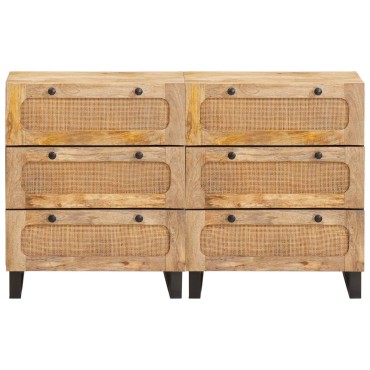 vidaXL Πλαϊνό γραφείο 2 τεμ. 60x33x75cm Στερεό ξύλο μάνγκο Καφέ