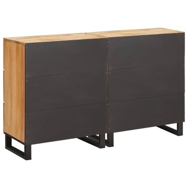 vidaXL Πλαϊνό γραφείο 2 τεμ. 60x33x75cm Στερεό ξύλο μάνγκο Καφέ