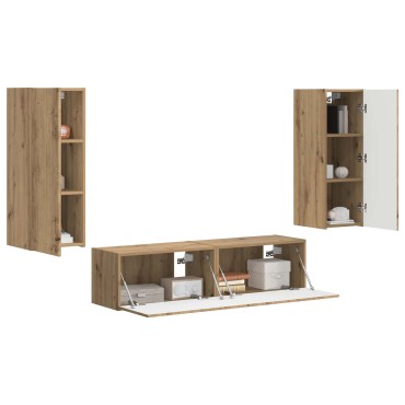 vidaXL Σετ επίπλου τηλεόρασης 2 τμχ. Artisan Oak Επεξεργασμένο Ξύλο