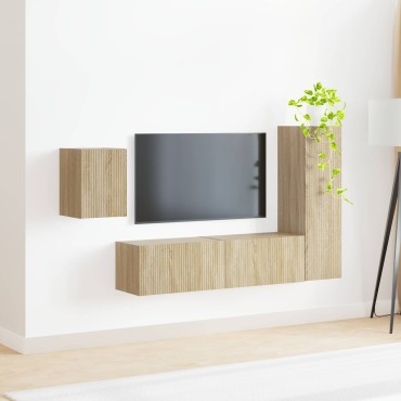 vidaXL Σετ επίπλου τηλεόρασης 4 τμχ. Δρύς Sonoma Επεξεργασμένο Ξύλο