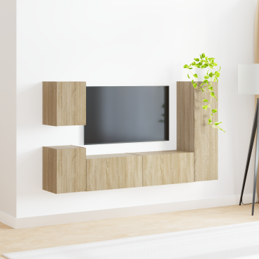 vidaXL Σετ επίπλου τηλεόρασης 4 τμχ. Δρύς Sonoma Επεξεργασμένο Ξύλο