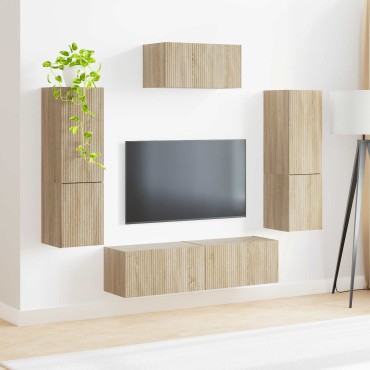 vidaXL Σετ επίπλου τηλεόρασης 4 τμχ. Δρύς Sonoma Επεξεργασμένο Ξύλο