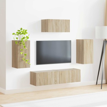 vidaXL Σετ επίπλου τηλεόρασης 5 τμχ. Δρύς Sonoma Επεξεργασμένο Ξύλο