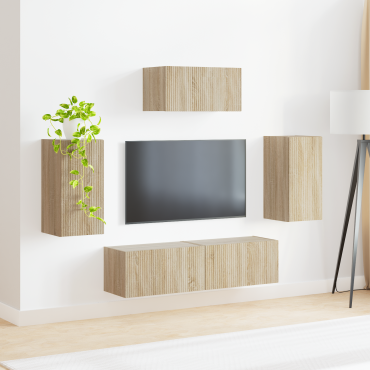 vidaXL Σετ επίπλου τηλεόρασης 5 τμχ. Δρύς Sonoma Επεξεργασμένο Ξύλο