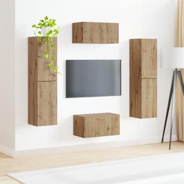 vidaXL Σετ επίπλου τηλεόρασης 6 τμχ. Artisan Oak Επεξεργασμένο Ξύλο