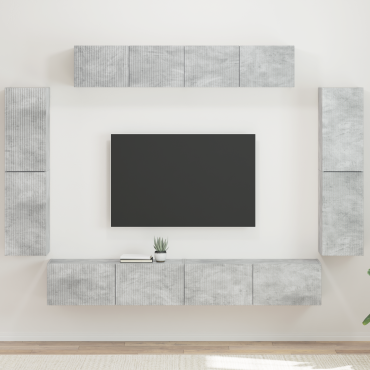 vidaXL Ντουλάπι TV 8 τμχ. Σκυρόδεμα Γκρι