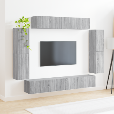 vidaXL Ντουλάπι TV 8 τμχ. Γκρίζο Σονομα