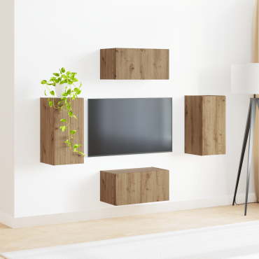 vidaXL Σετ επίπλου τηλεόρασης 4 τμχ. Artisan Oak Επεξεργασμένο Ξύλο