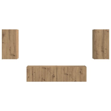 vidaXL Σετ επίπλου τηλεόρασης 4 τμχ. Artisan Oak Επεξεργασμένο Ξύλο
