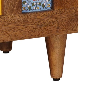 vidaXL Κομοδίνο με συρτάρι Καφέ 50x33x62cm Στερεό ξύλο μάνγκο 1 τεμ.