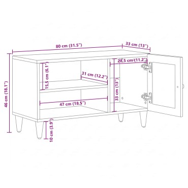 vidaXL Ντουλάπι TV με πόρτα Καρυδιά 80x33x46cm Στερεό ξύλο μάνγκο 1 τεμ.