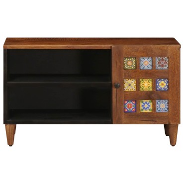 vidaXL Ντουλάπι TV με πόρτα Καρυδιά 80x33x46cm Στερεό ξύλο μάνγκο 1 τεμ.