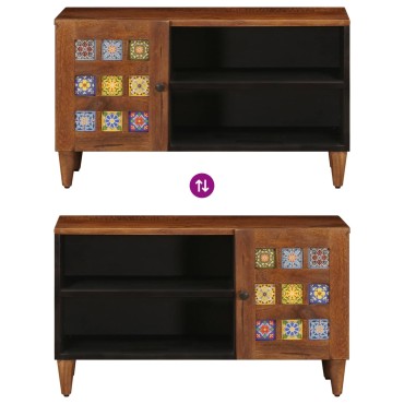 vidaXL Ντουλάπι TV με πόρτα Καρυδιά 80x33x46cm Στερεό ξύλο μάνγκο 1 τεμ.