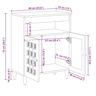 vidaXL Πλαϊνό γραφείο Καρυδιά 60x33x75cm Στερεό ξύλο μάνγκο