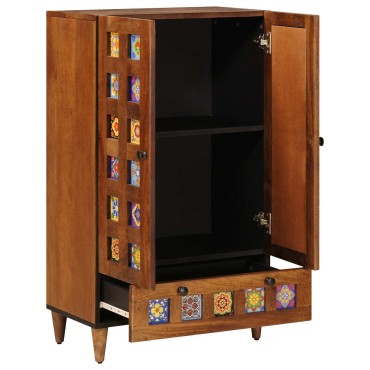 vidaXL Highboard Καρυδιά 60x33,5x100cm Στερεό ξύλο μάνγκο