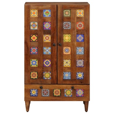 vidaXL Highboard Καρυδιά 60x33,5x100cm Στερεό ξύλο μάνγκο