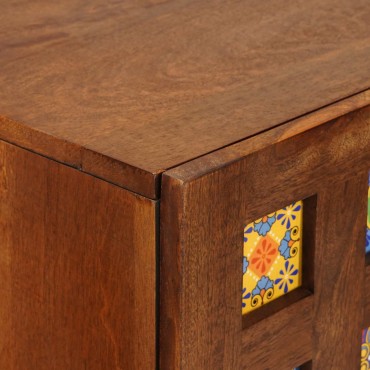 vidaXL Highboard Καρυδιά 60x33,5x100cm Στερεό ξύλο μάνγκο