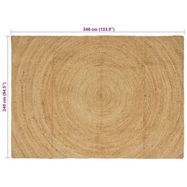 vidaXL Χαλιά χώρου Φυσικό 240x340cm Γιούτα