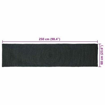 vidaXL Χαλιά χώρου Σκούρο Γκρι 60x250cm Γιούτα